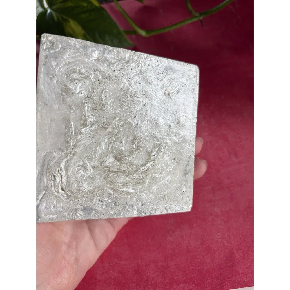 Handmade Soap Dish Cement Soap Holder Square Bathroom Kitchen White Marble